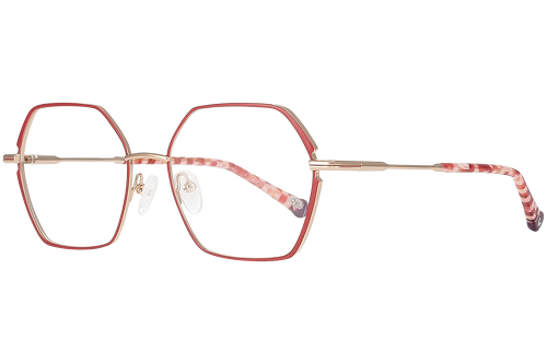 Lunettes Vintage Sferoflex S349 Or Rouge Noir - Demi-monture Brillante - NOS Neuf Sans étiquette